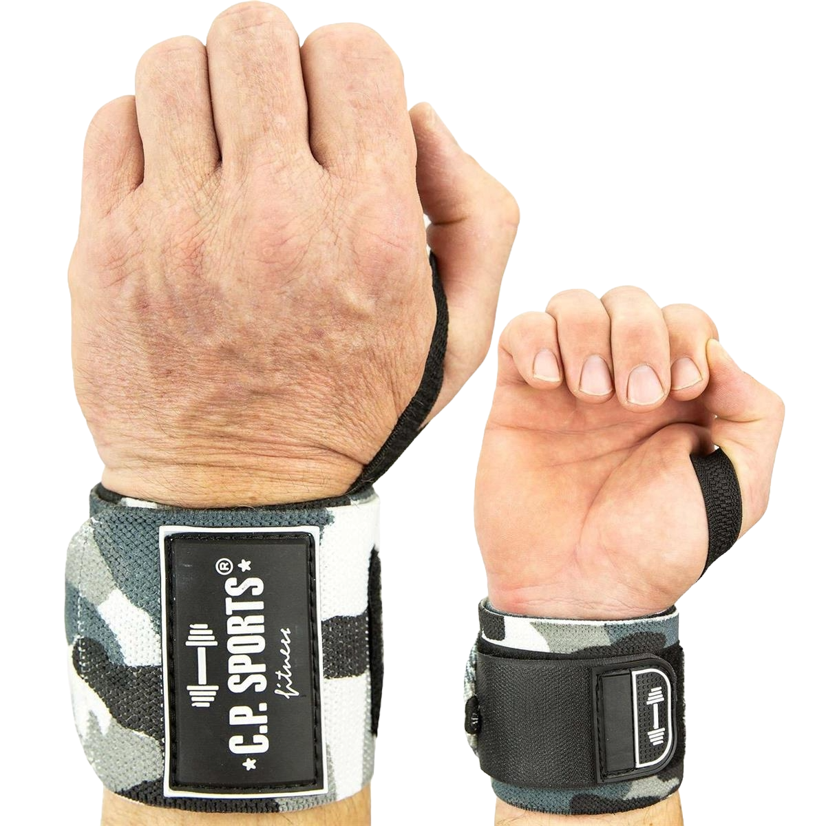 C.P. Sports Strongman Wrist Wraps 50 cm, white camo
