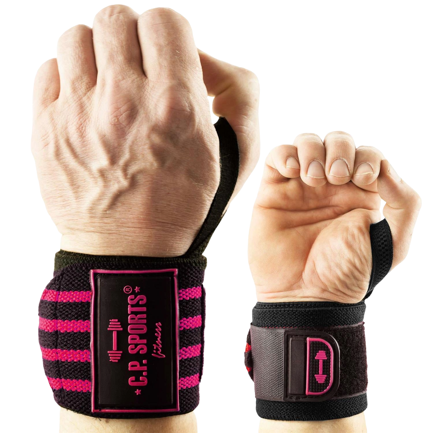 C.P. Sports Strongman Wrist Wraps 50 cm, black/pink