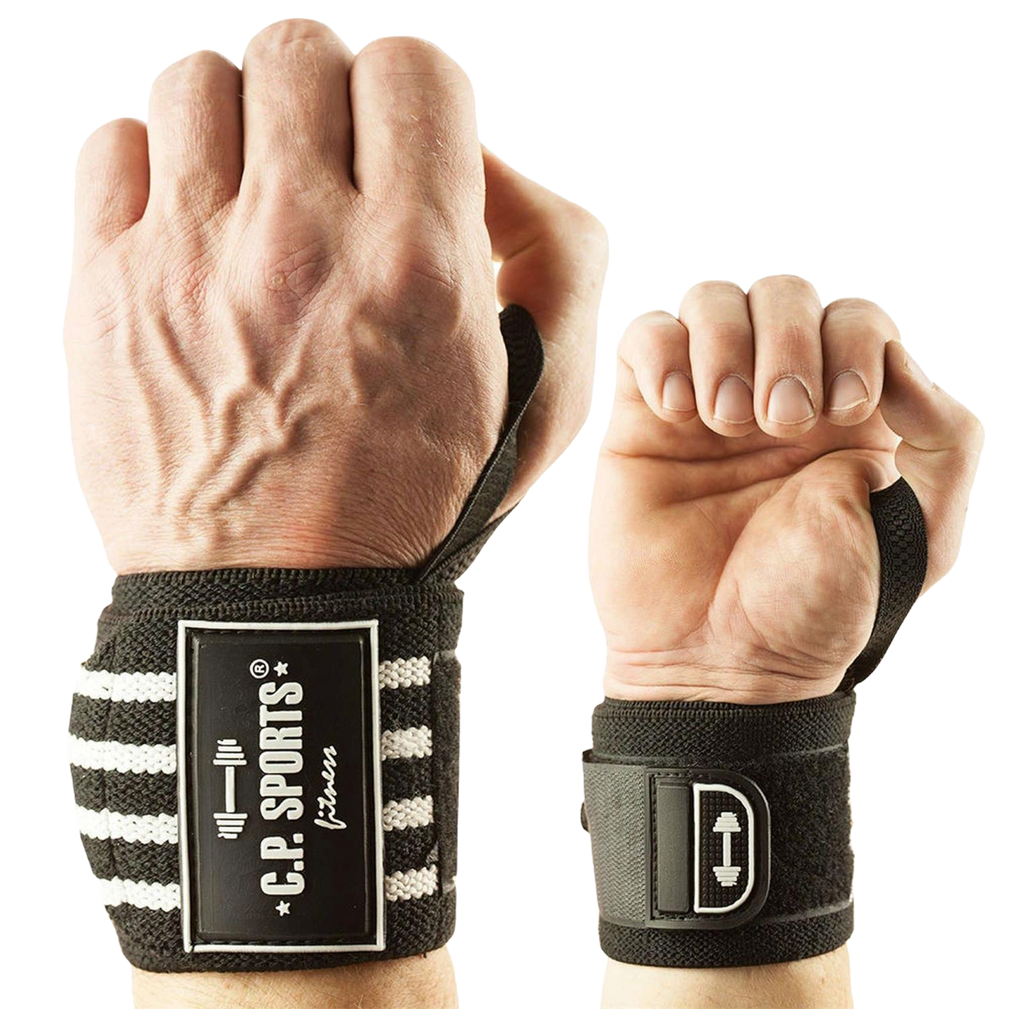 C.P. Sports Strongman Wrist Wraps 50 cm, black/white