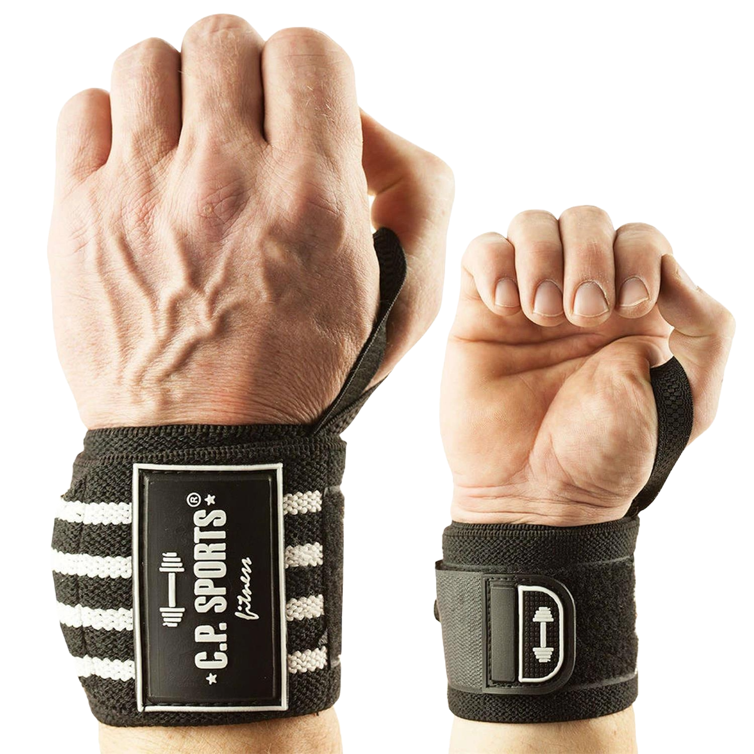 C.P. Sports Strongman Wrist Wraps 50 cm, black/white