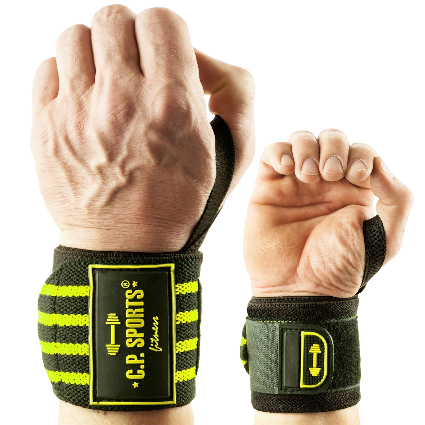 C.P. Sports Strongman Wrist Wraps 50 cm, black/yellow