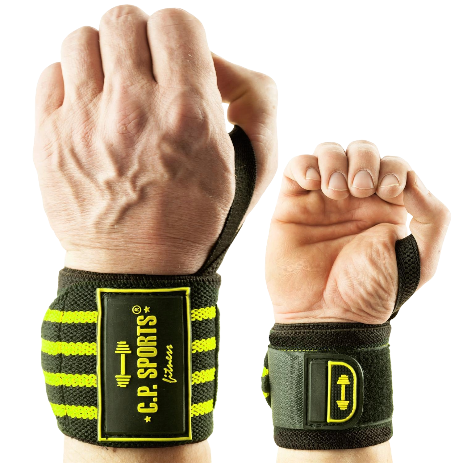 C.P. Sports Strongman Wrist Wraps 50 cm, black/yellow