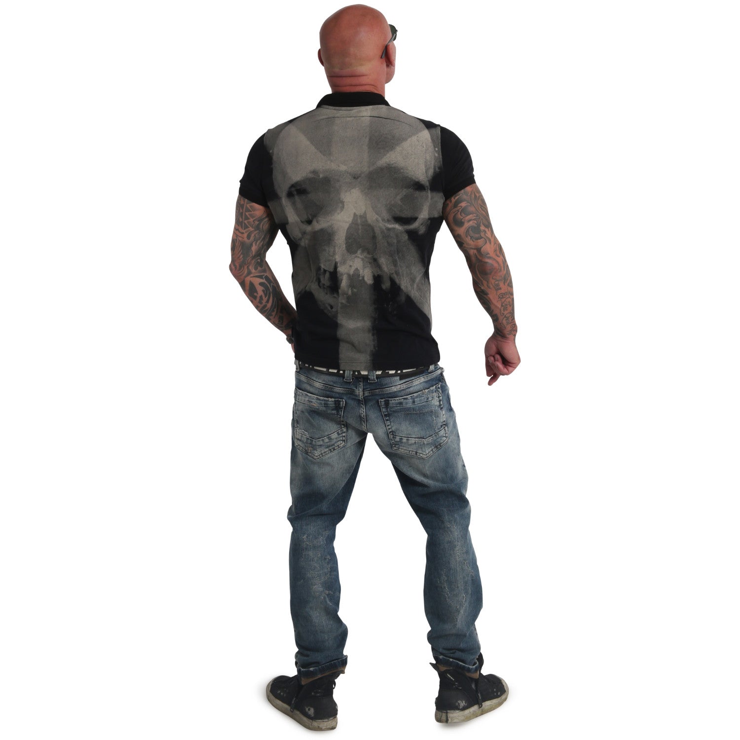 Yakuza Iconic Skull Polo Shirt, black