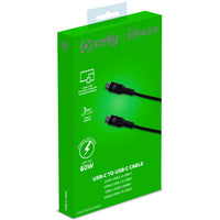 Celly USB-C till USB-C Kabel 60W 3m Svart