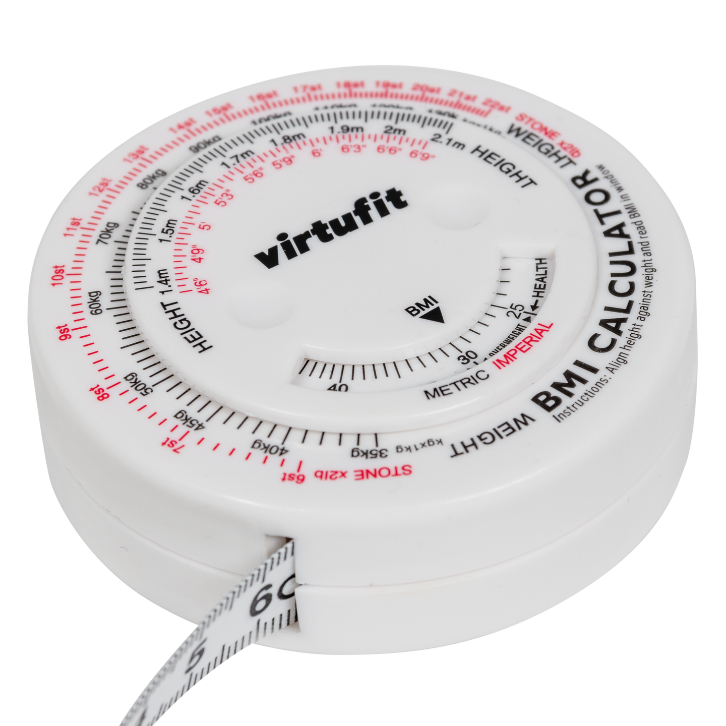 Virtufit Measuring Tape with BMI Calculator, 150 cm