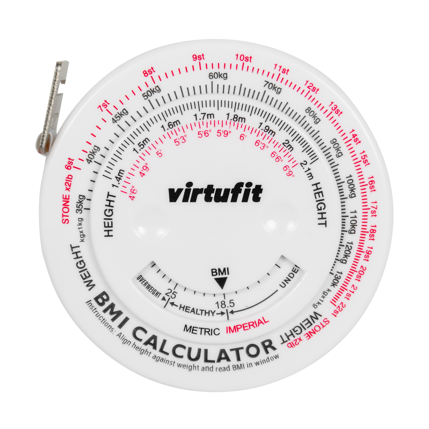 Virtufit Measuring Tape with BMI Calculator, 150 cm