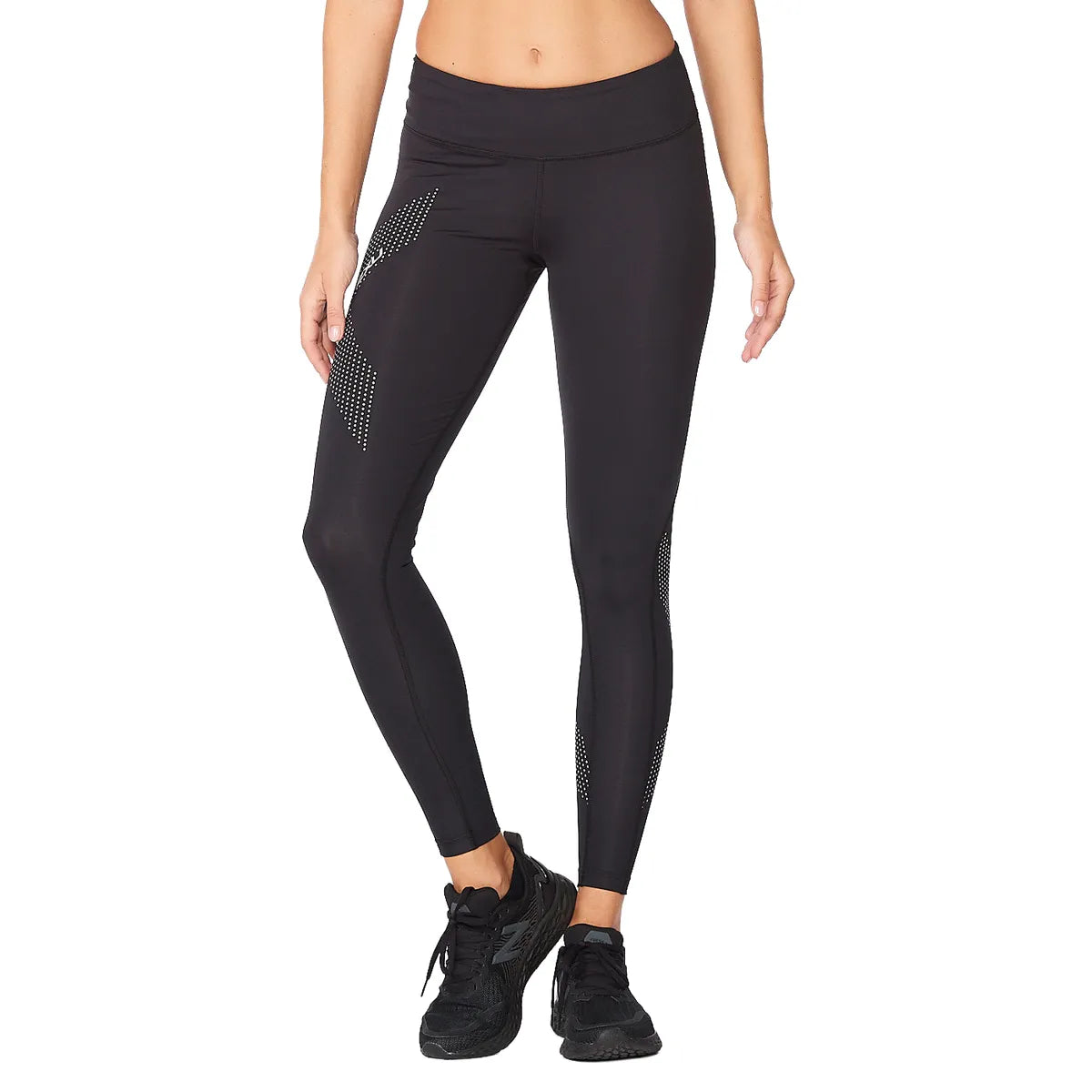2XU MOTION MID-RISE COMP TIGHTS Black/Dotted Reflective Logo