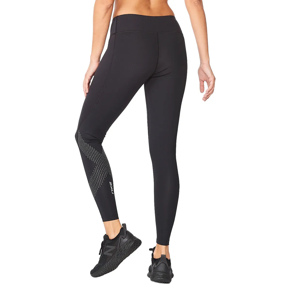 2XU MOTION MID-RISE COMP TIGHTS Black/Dotted Reflective Logo
