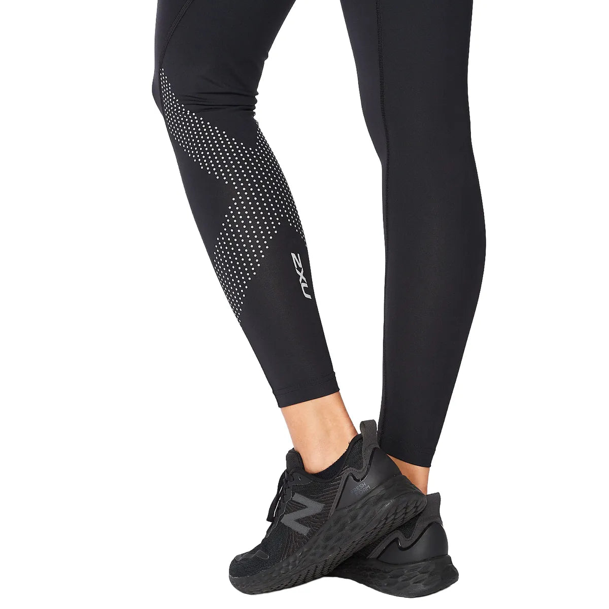 2XU MOTION MID-RISE COMP TIGHTS Black/Dotted Reflective Logo