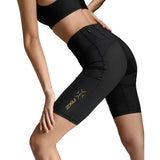 2XU LIGHT SPEED MID-RISE COMPRESSION SHORTS Black/Gold Reflective