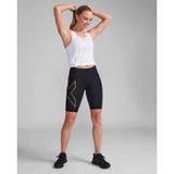2XU LIGHT SPEED MID-RISE COMPRESSION SHORTS Black/Gold Reflective