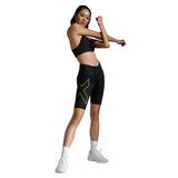 2XU LIGHT SPEED MID-RISE COMPRESSION SHORTS Black/Gold Reflective