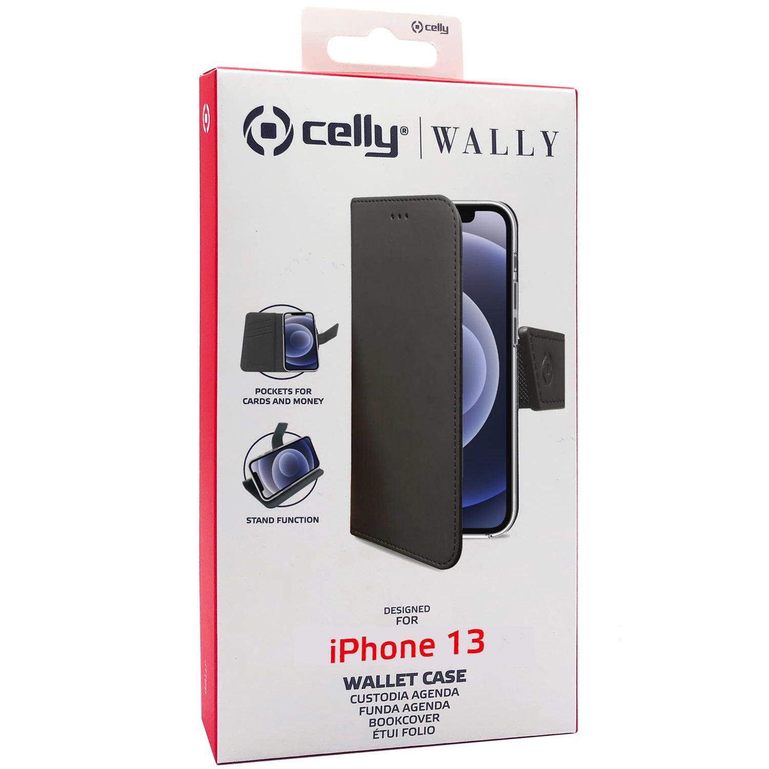 Celly Wallet Case iPhone 13 Svart
