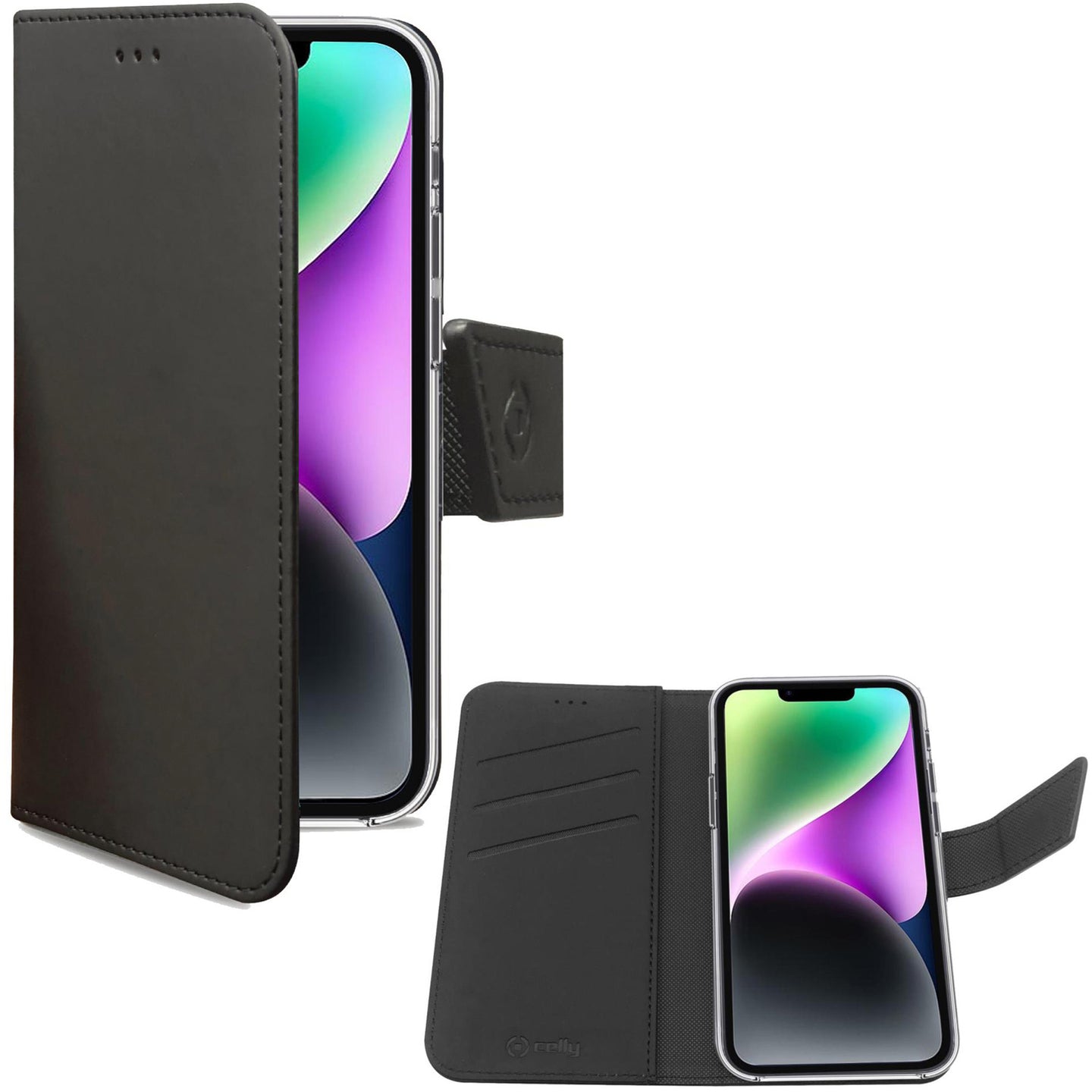Celly Wallet Case iPhone 14 Svart