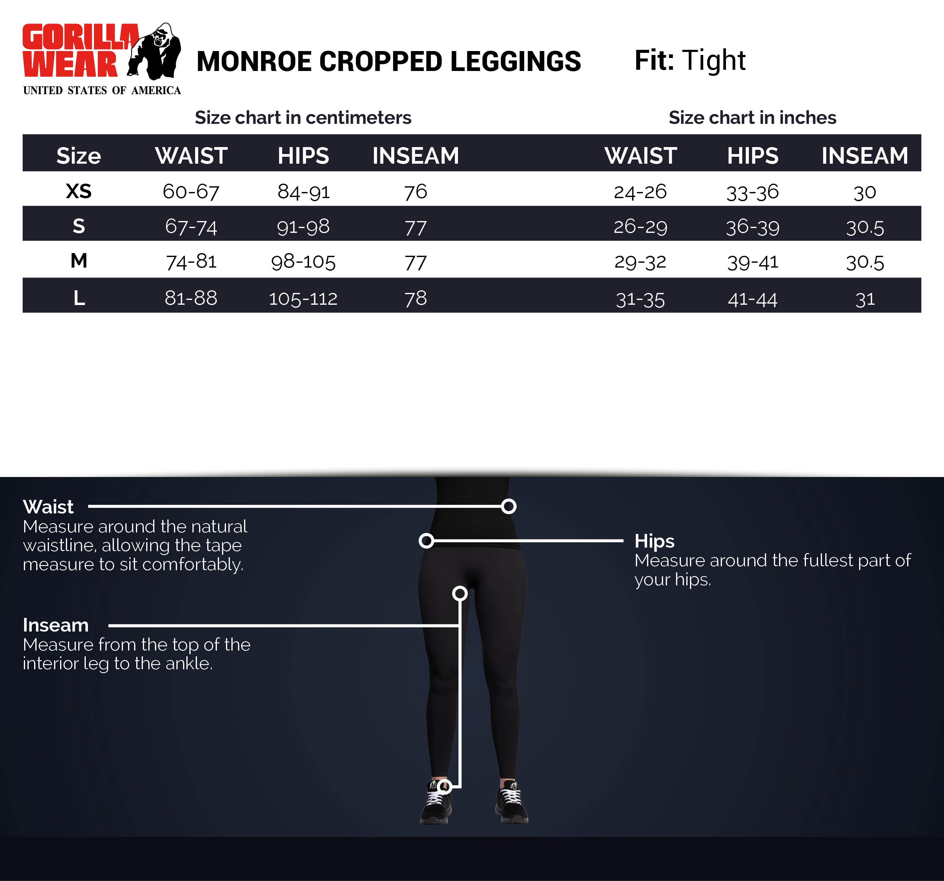Gorilla Wear Monroe Cropped Leggings, black