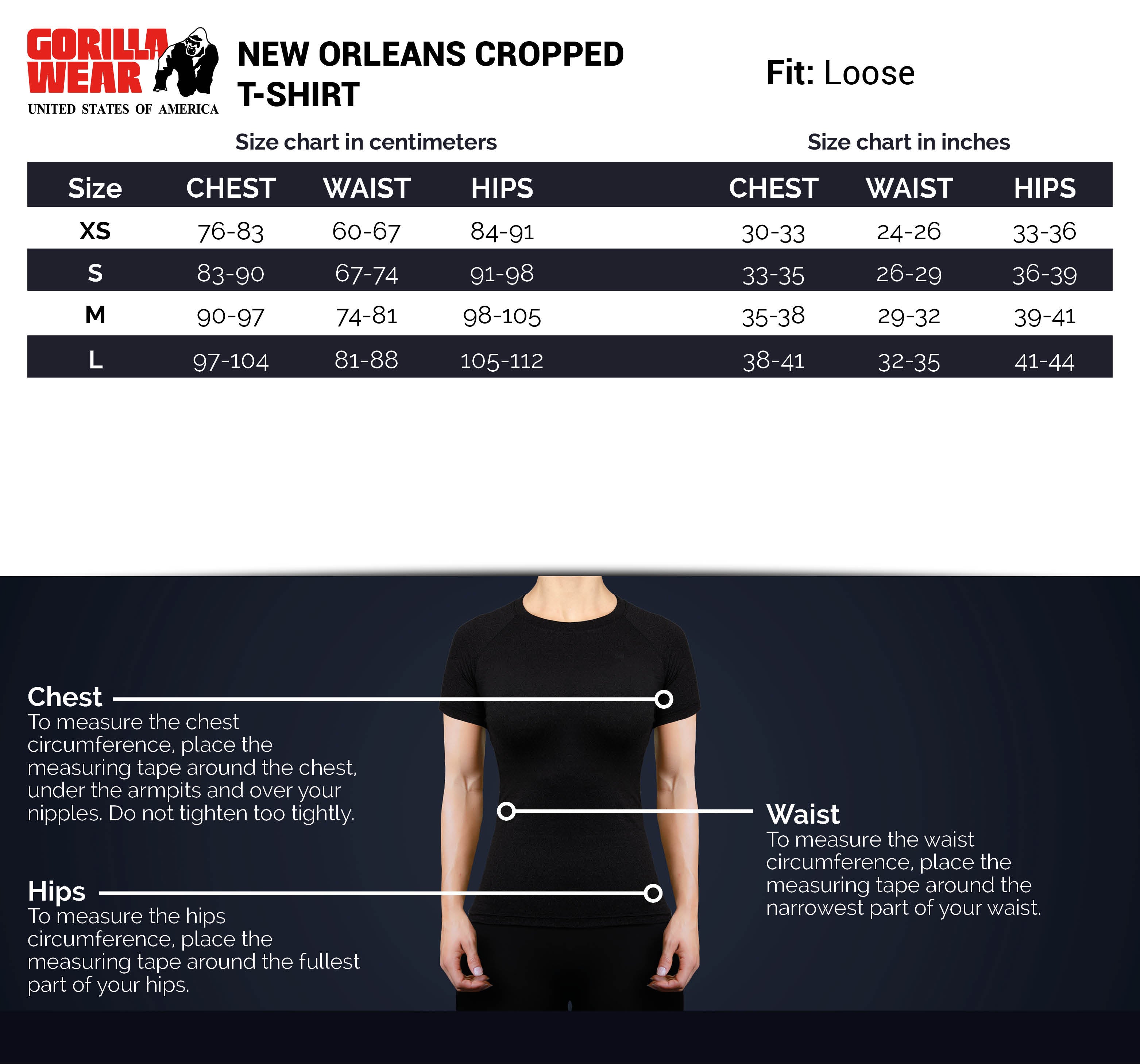 Gorilla Wear New Orleans Cropped T-Shirt, black