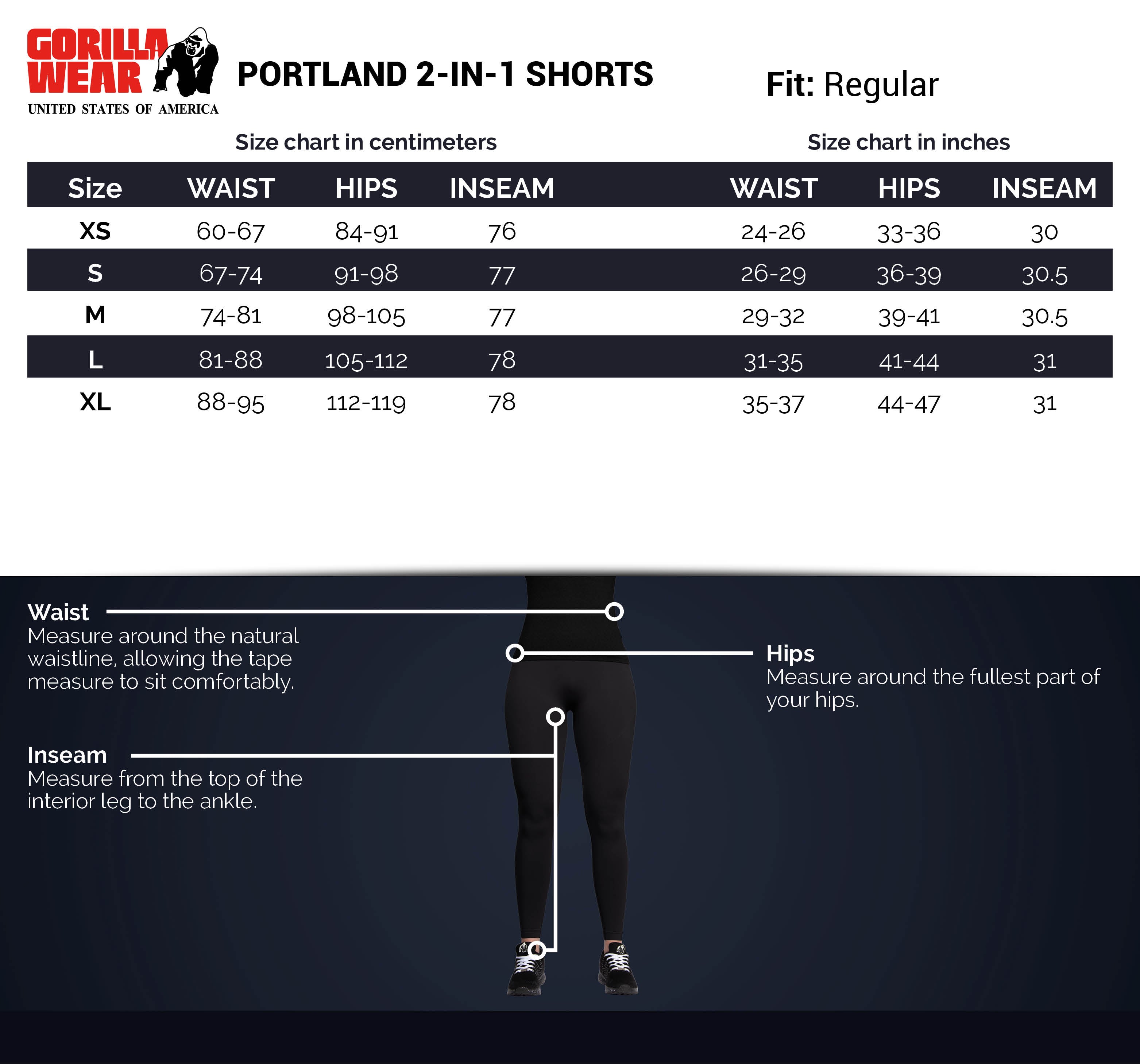 Gorilla Wear Portland 2-In-1 Shorts, black