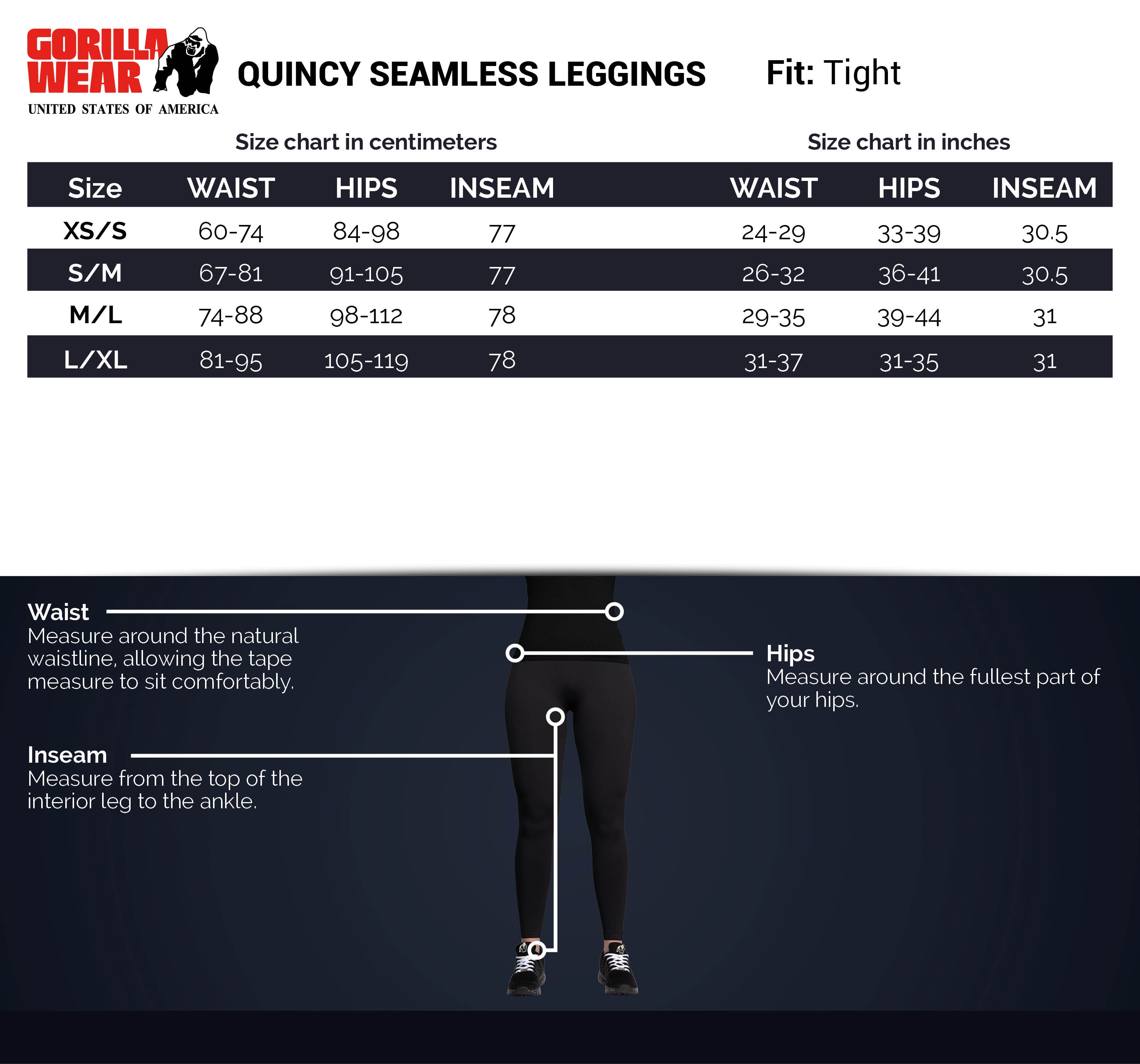 Gorilla Wear Quincy Seamless Leggings, black