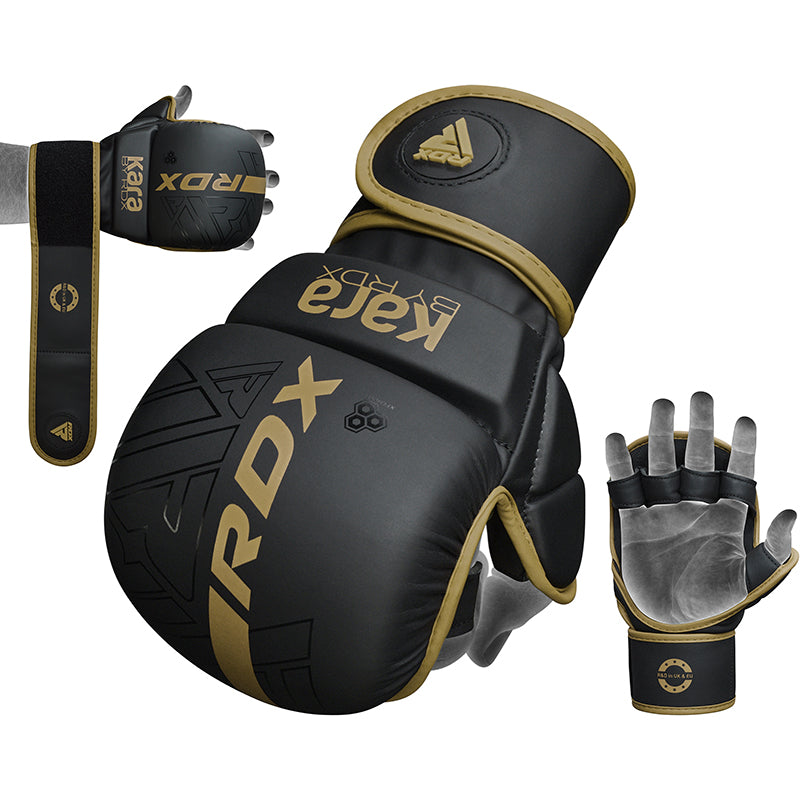 RDX F6 MMA & GRAPPLINGHANDSKAR - Svart / Guld