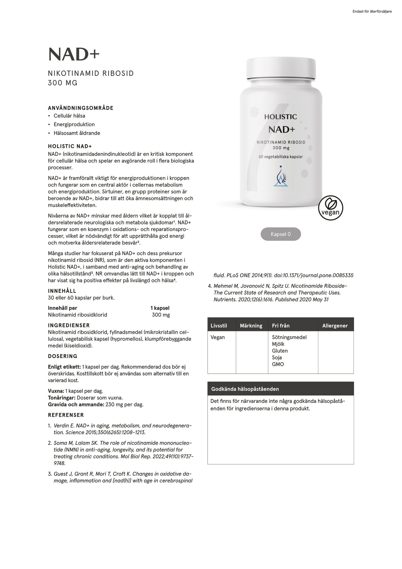 Holistic NAD+ - 30 kapslar