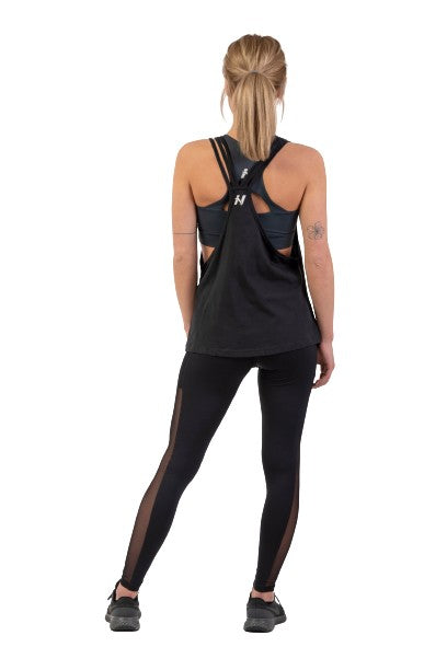 Nebbia Sleeveless Loose Cross Back Tank Top "Feeling Good", black