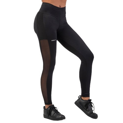 Nebbia Black Mesh Design Leggings, black