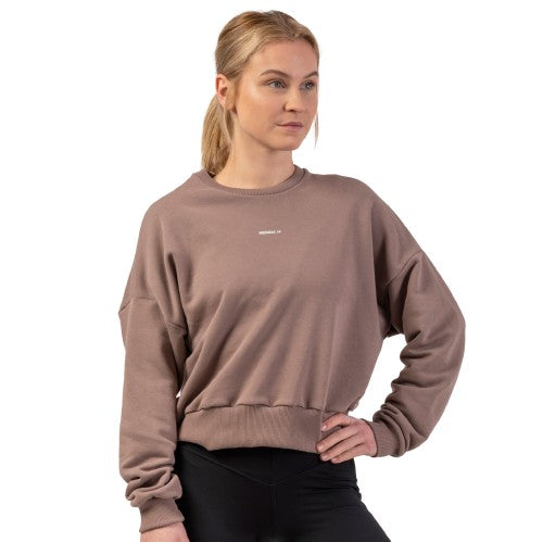 Nebbia Loose Fit Sweatshirt "Feeling Good", brown