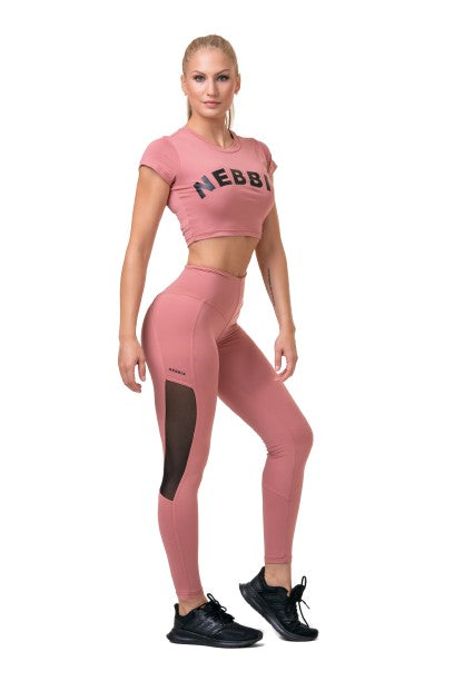 Nebbia High Waist Mesh Tights, old rose