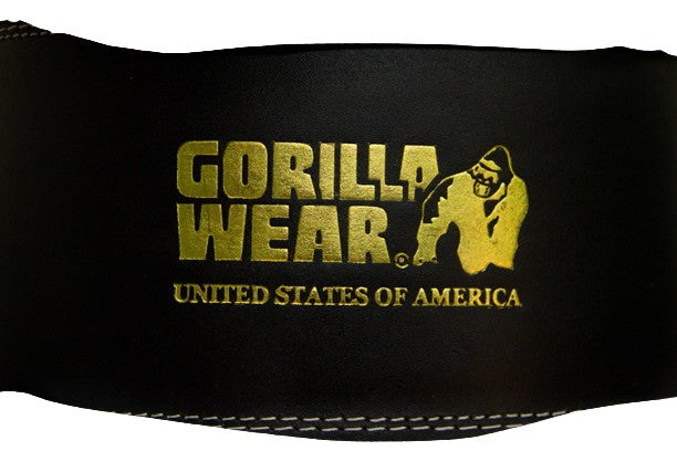 Gorilla Wear 6 Inch Padded Leather Belt, black/gold