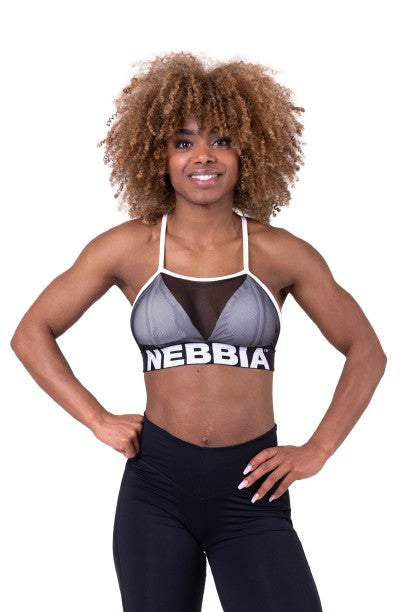 Nebbia Triangle Mesh Bra, white