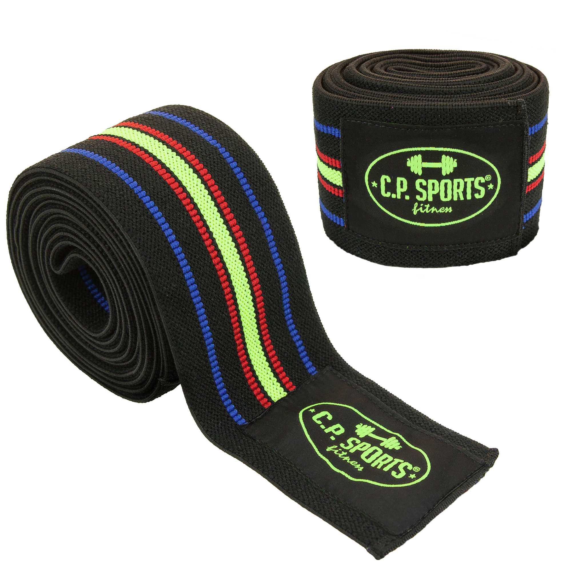 C.P Sports Knee Wraps, black/blue-red-yellow, 2,5 m