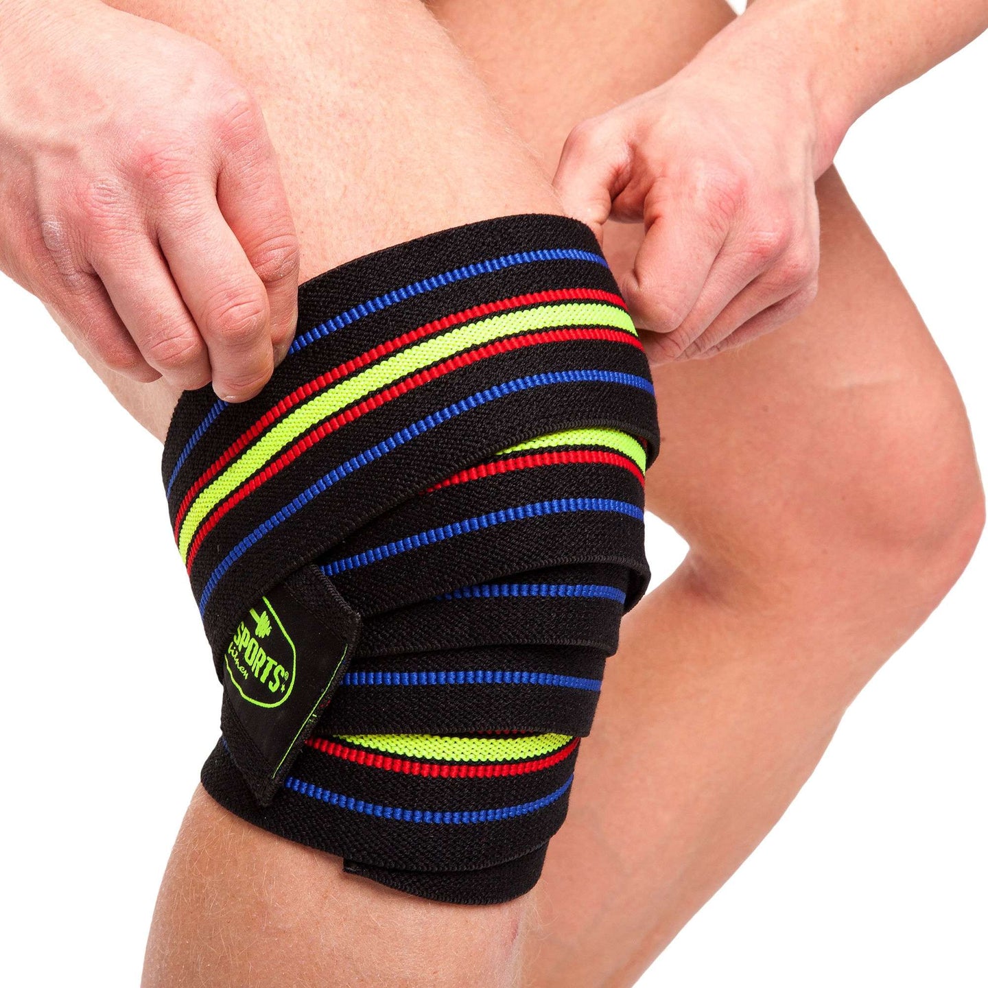 C.P Sports Knee Wraps, black/blue-red-yellow, 2,5 m