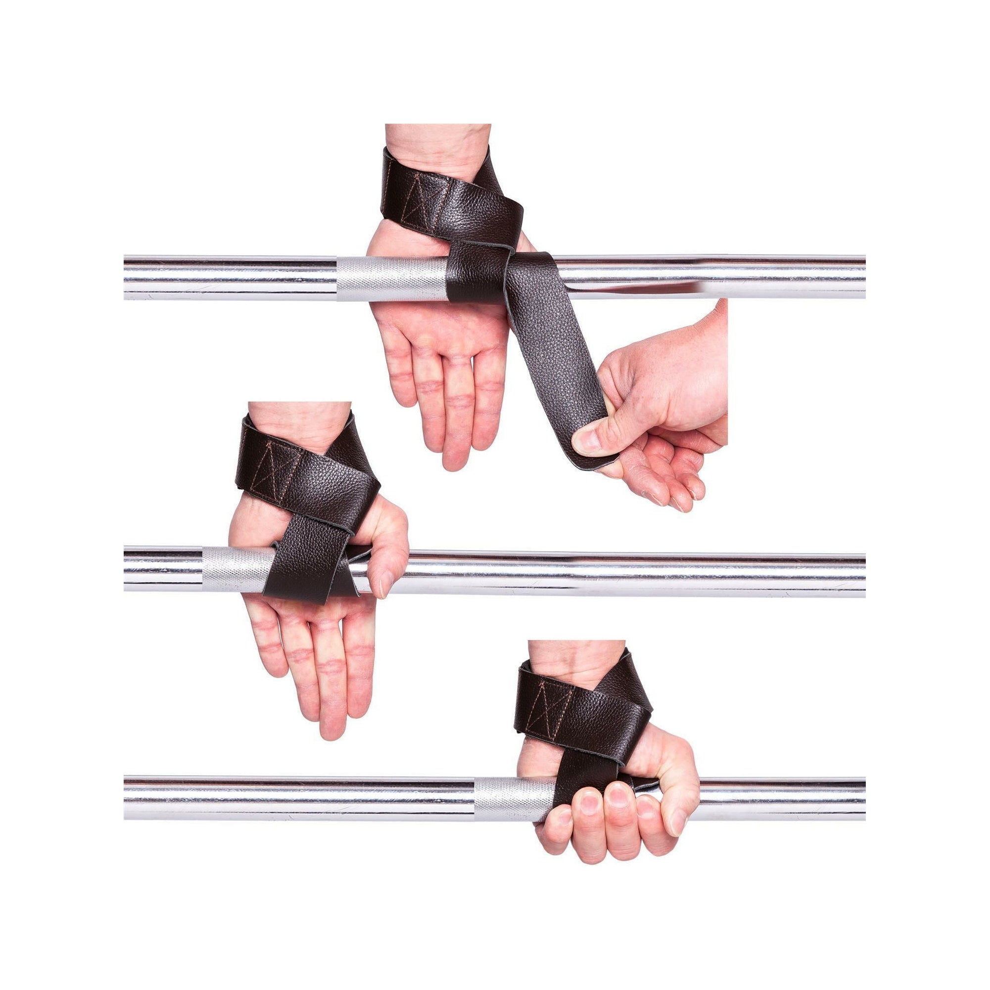 C.P Sports Padded Leather Lifting Straps, braun