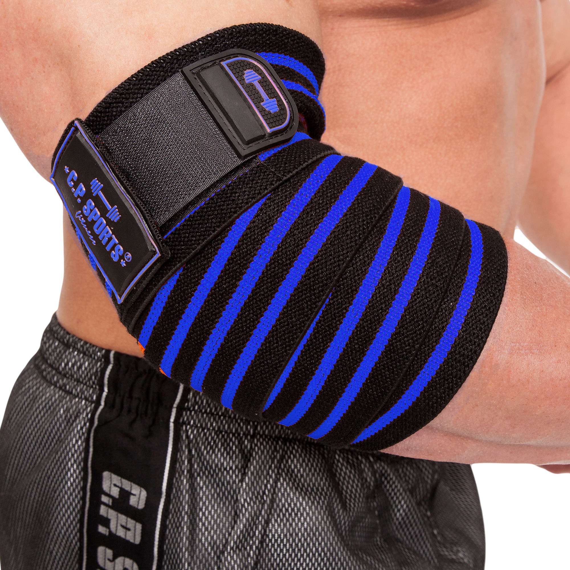 C.P Sports Elbow Wraps Pro 1,3 m, black/blue
