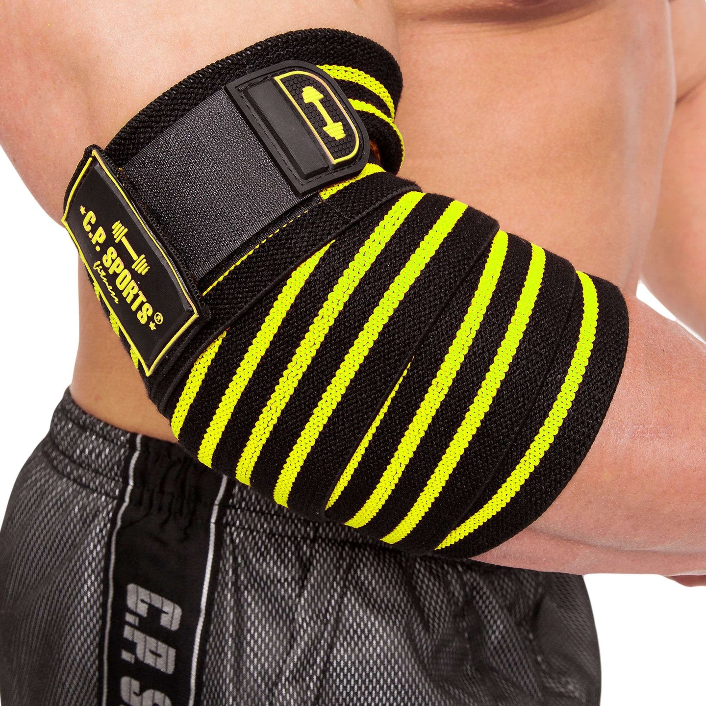 C.P Sports Elbow Wraps Pro 1,3 m, black/yellow