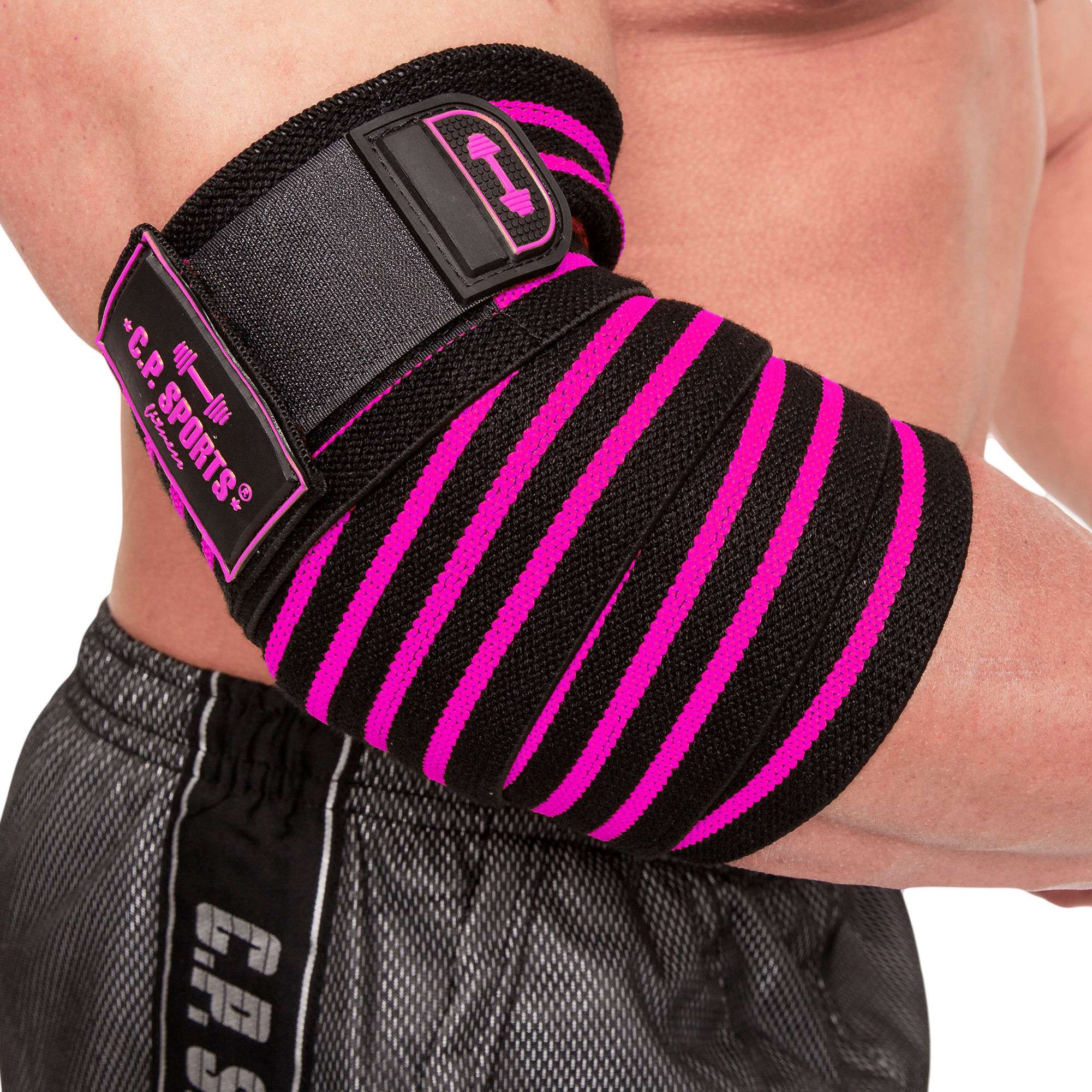 C.P Sports Elbow Wraps Pro 1,3 m, black/pink