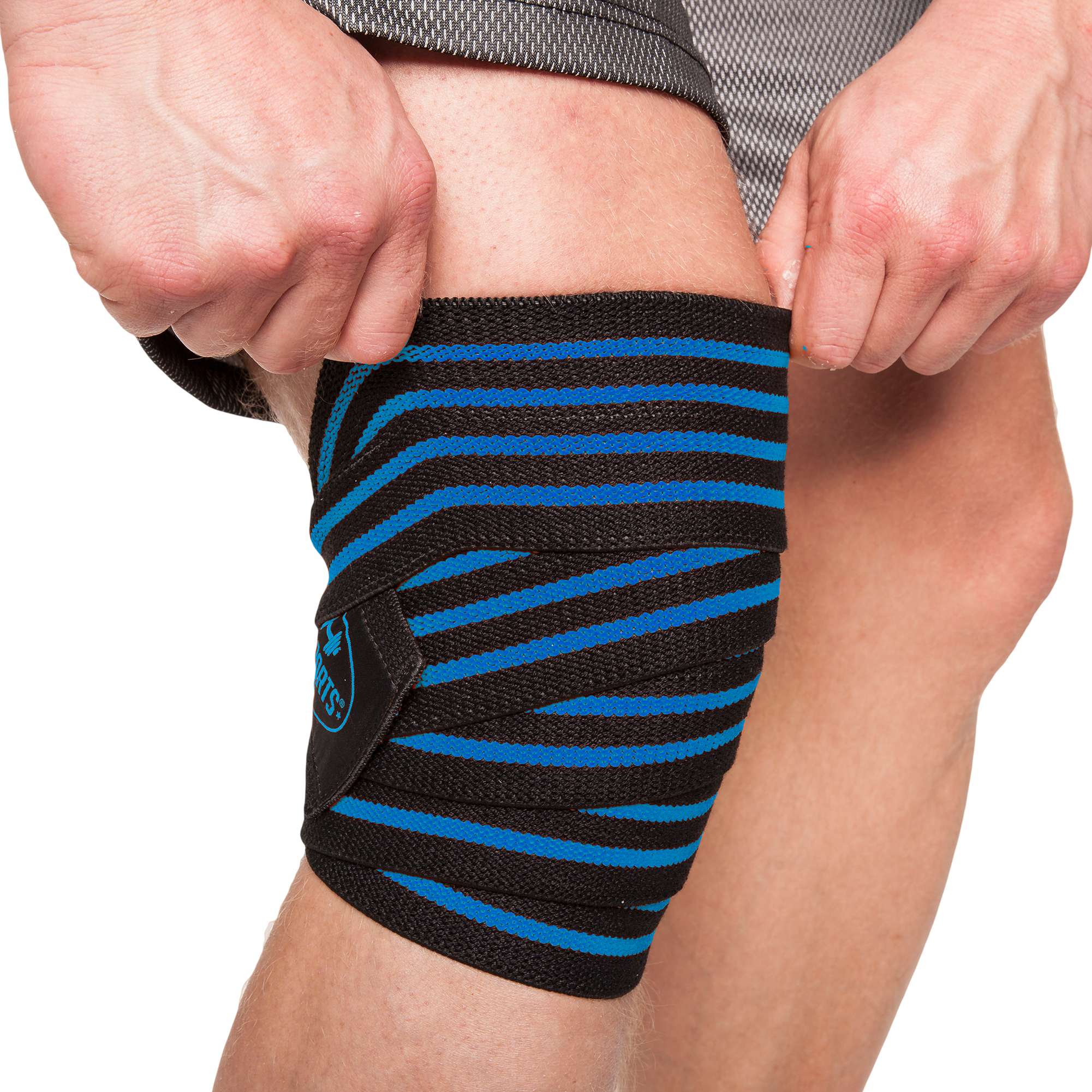 C.P Sports Knee Wraps, black/blue, 2 m