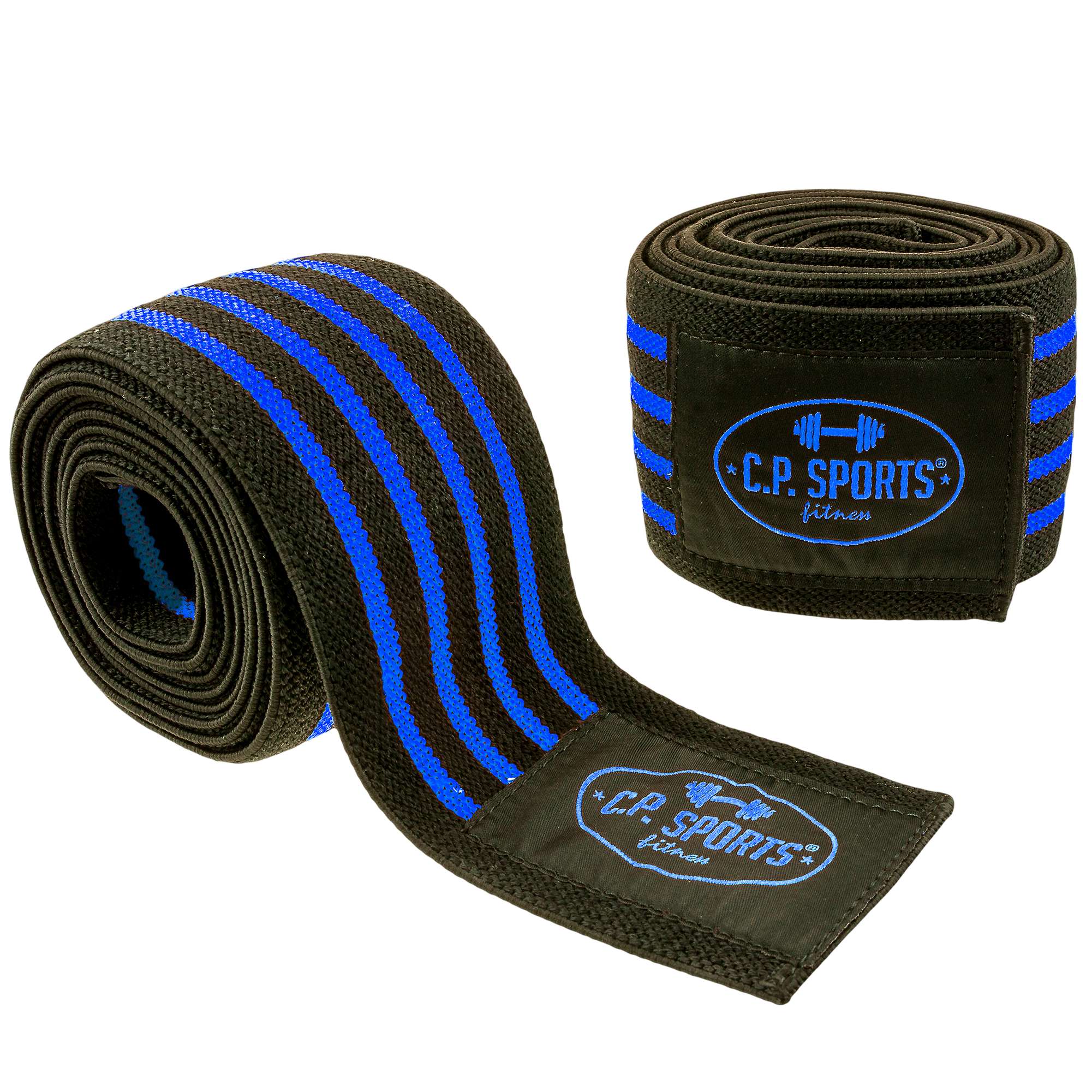 C.P Sports Knee Wraps, black/blue, 2 m