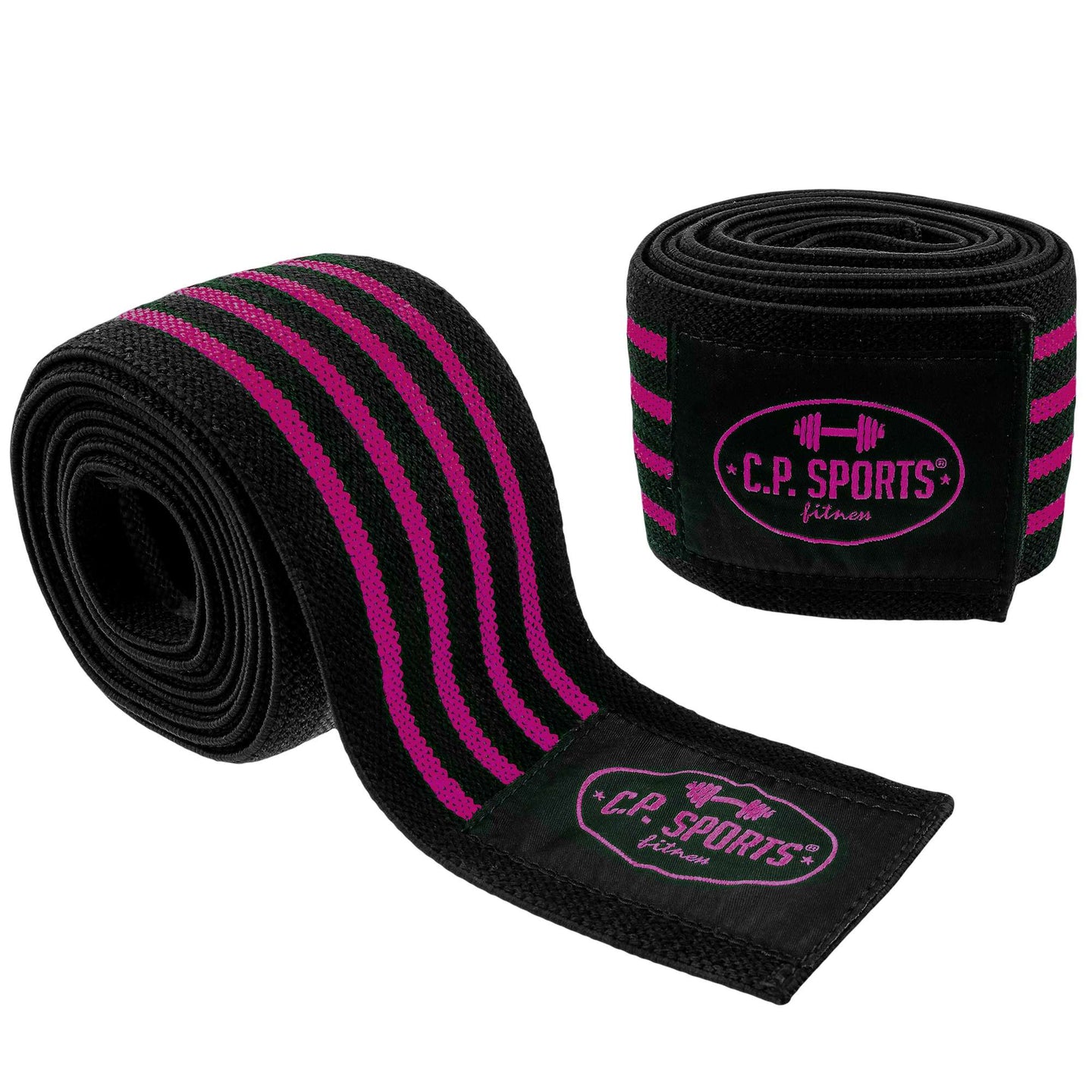 C.P Sports Knee Wraps, black/pink, 2 m