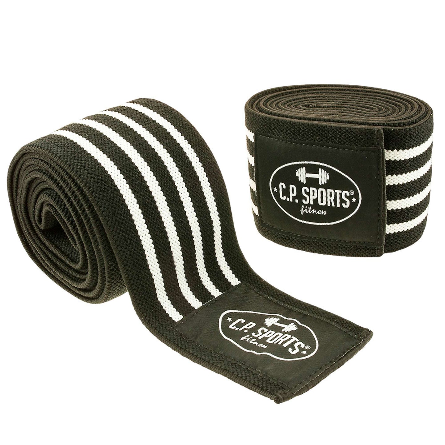 C.P Sports Knee Wraps, black/white, 2 m