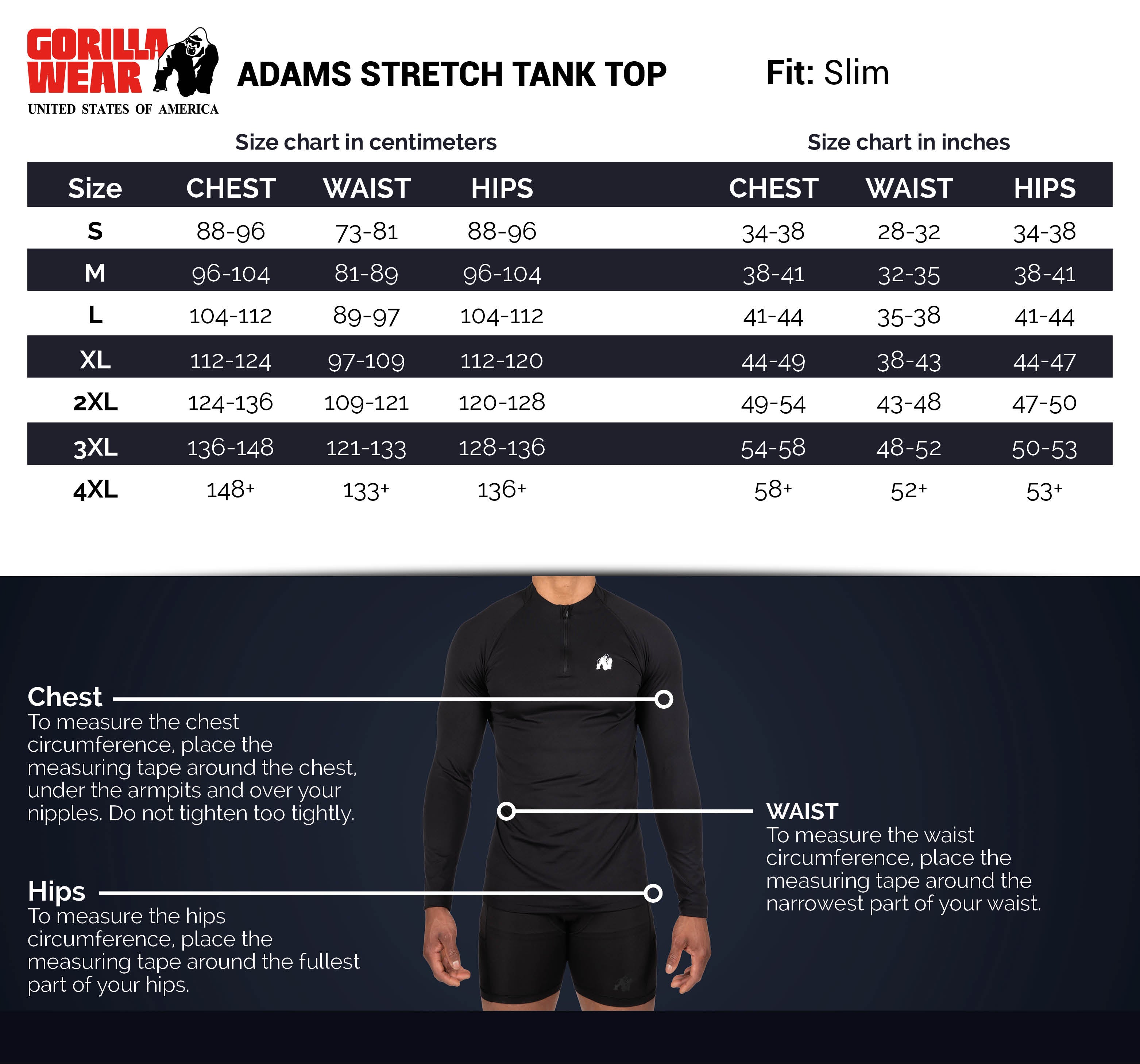 Gorilla Wear Adams Stretch Tank Top, svart