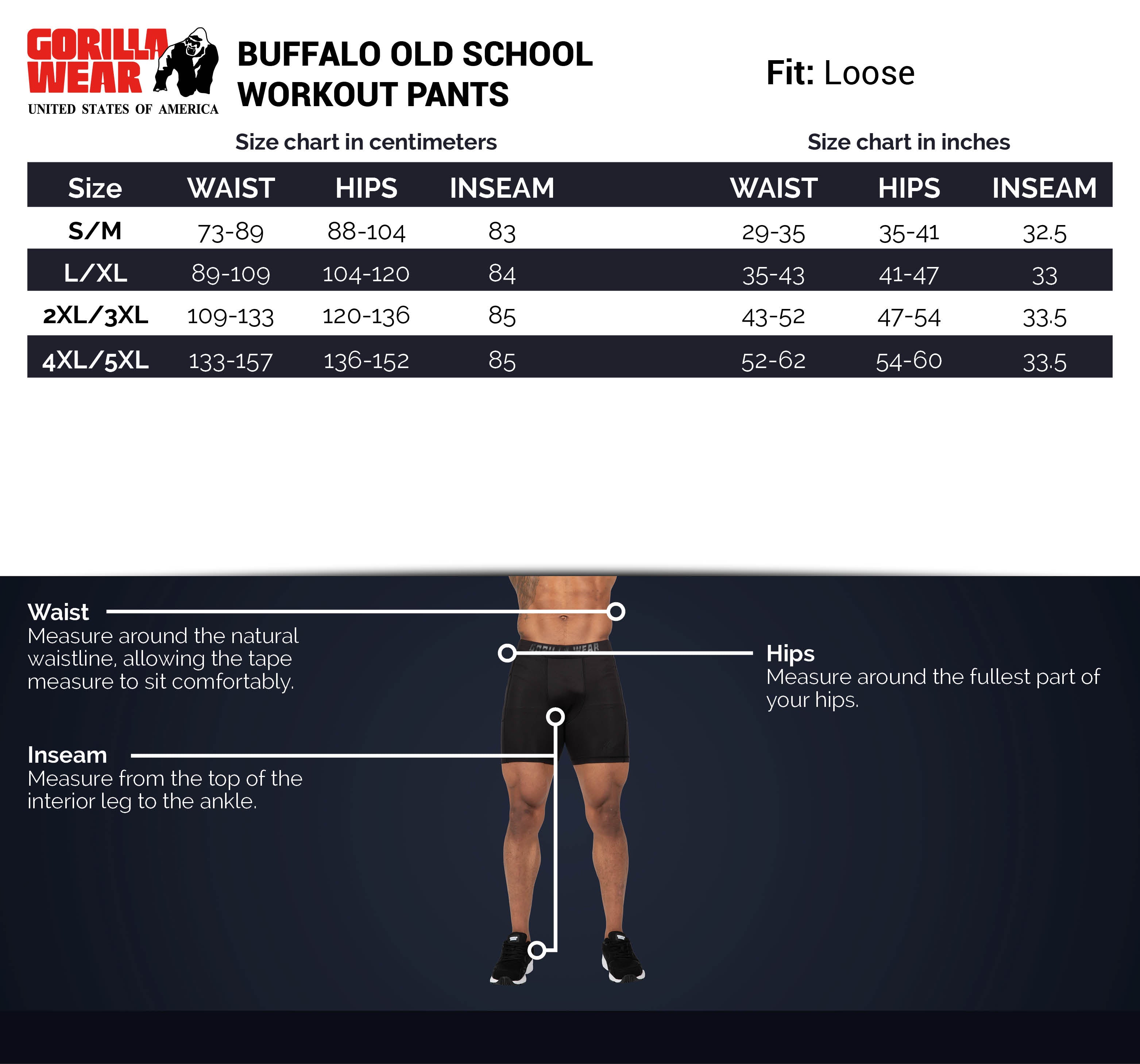 Gorilla Wear Buffalo Old School Workout Pants, black/red
