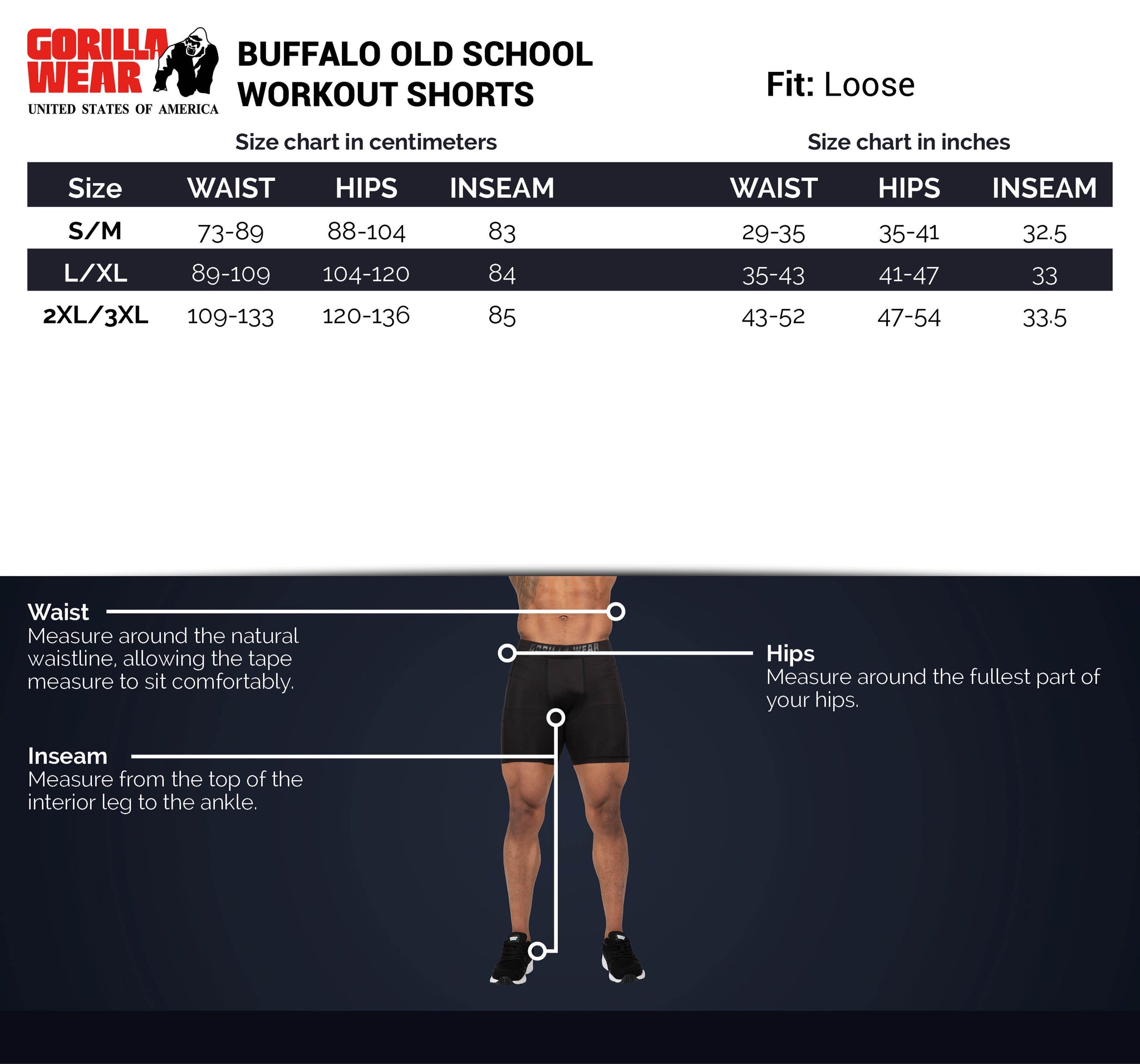 Gorilla Wear Buffalo Old School Workout Shorts, black/red