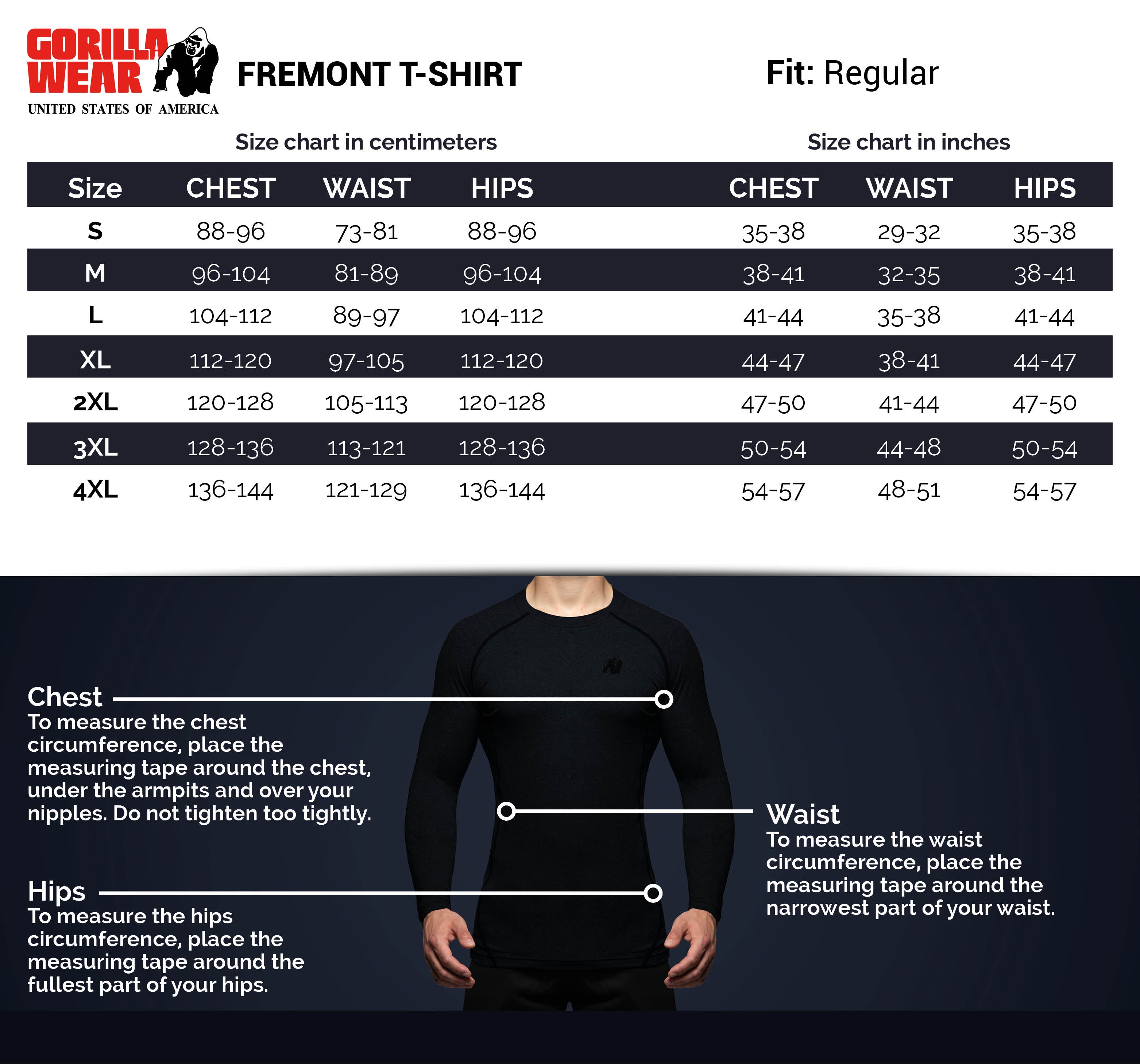 Gorilla Wear Fremont T-Shirt, black/white