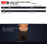 Gorilla Wear 4 Inch Powerlifting Belt, black