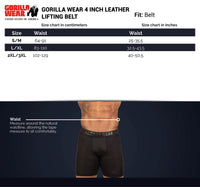 Gorilla Wear 4 Inch Powerlifting Belt, black