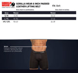 Gorilla Wear 6 Inch Padded Leather Belt, black/black