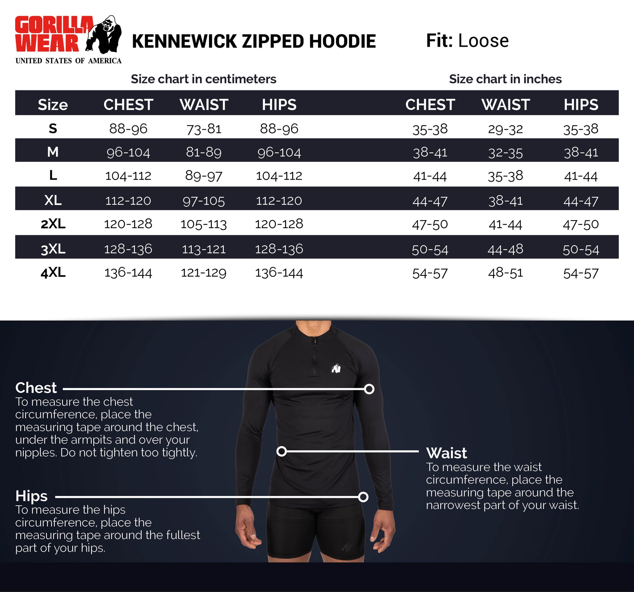 Gorilla Wear Kennewick Zipped Hoodie, grey