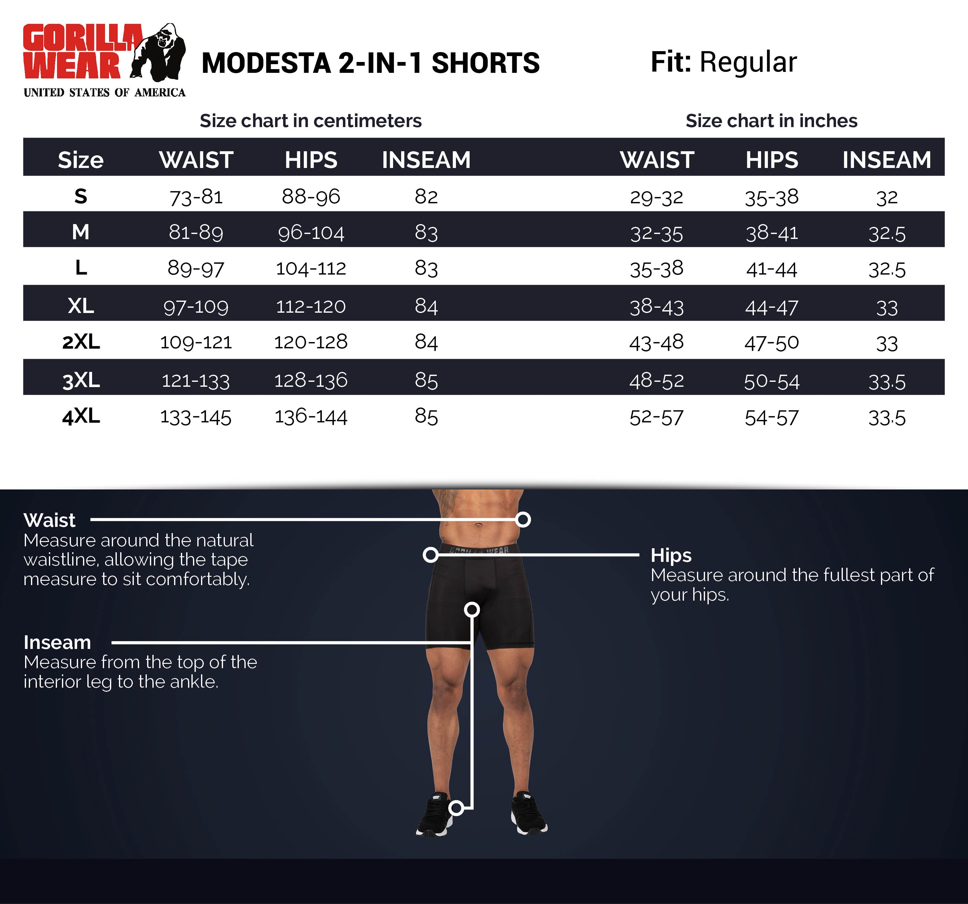 Gorilla Wear Modesto 2-In-1 Shorts, black
