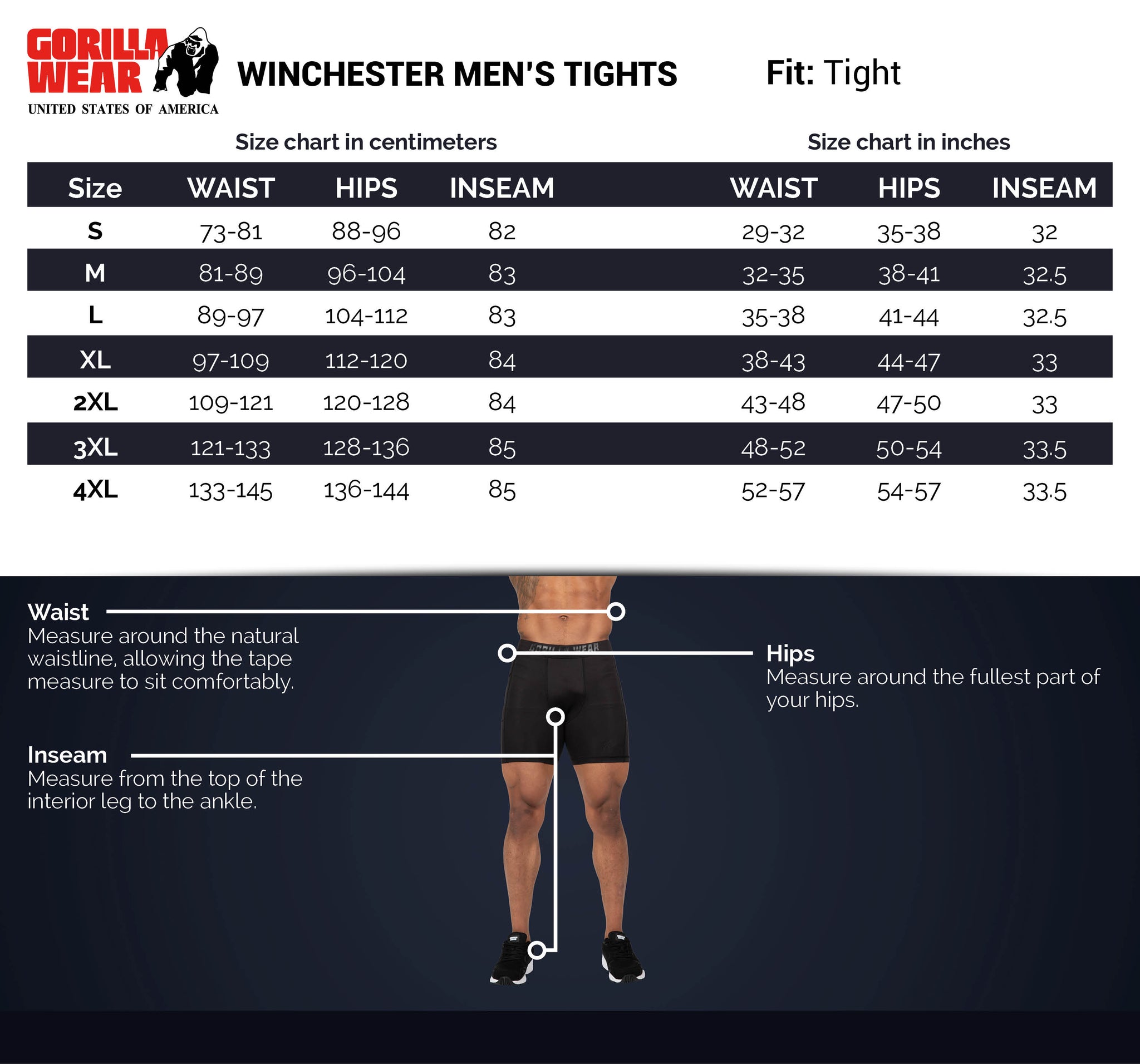 Gorilla Wear Winchester Men's Tights, black